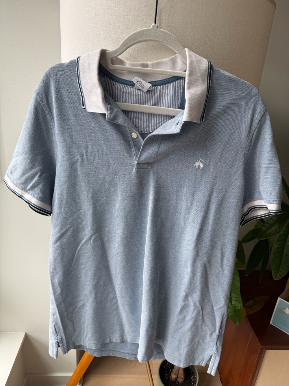 Brooks Brothers Light Blue Polo with White Contrast Collar